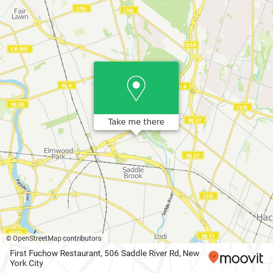 Mapa de First Fuchow Restaurant, 506 Saddle River Rd
