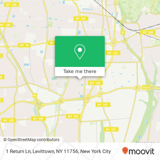 Mapa de 1 Return Ln, Levittown, NY 11756