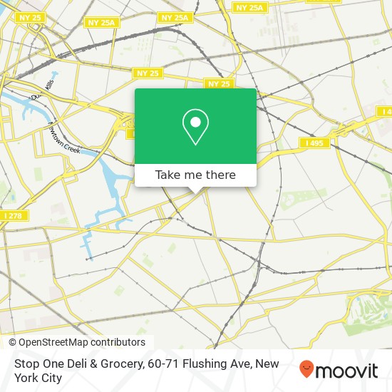 Mapa de Stop One Deli & Grocery, 60-71 Flushing Ave