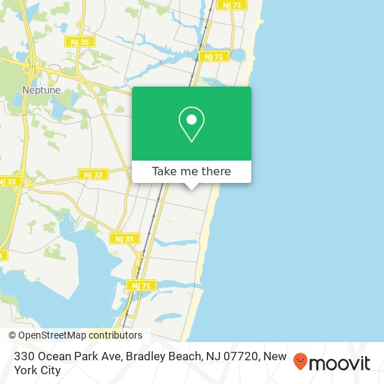 Mapa de 330 Ocean Park Ave, Bradley Beach, NJ 07720
