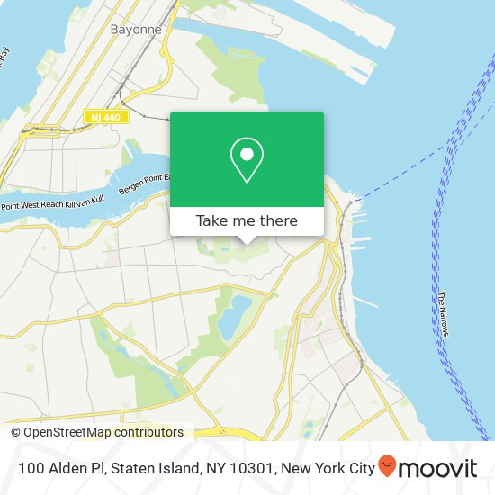 Mapa de 100 Alden Pl, Staten Island, NY 10301