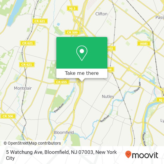 Mapa de 5 Watchung Ave, Bloomfield, NJ 07003