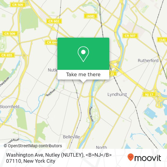 Washington Ave, Nutley (NUTLEY), <B>NJ< / B> 07110 map