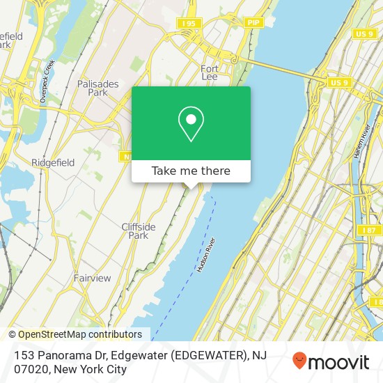 Mapa de 153 Panorama Dr, Edgewater (EDGEWATER), NJ 07020