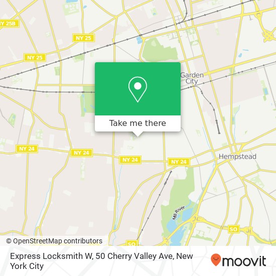 Mapa de Express Locksmith W, 50 Cherry Valley Ave