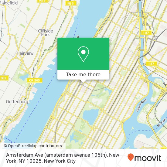 Amsterdam Ave (amsterdam avenue 105th), New York, NY 10025 map