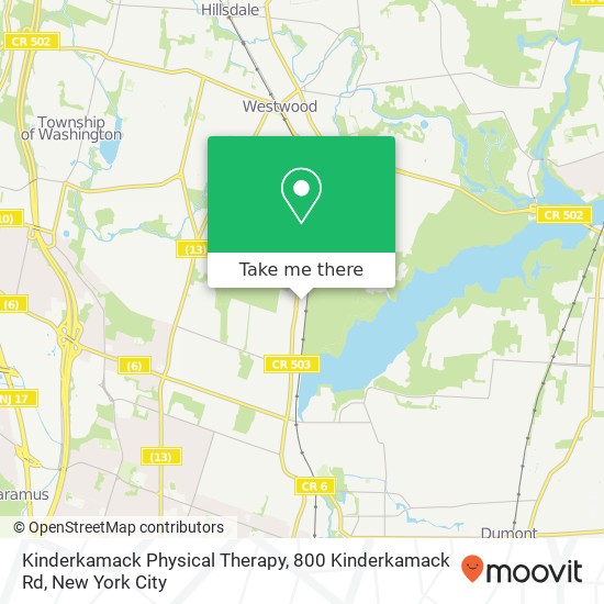 Mapa de Kinderkamack Physical Therapy, 800 Kinderkamack Rd