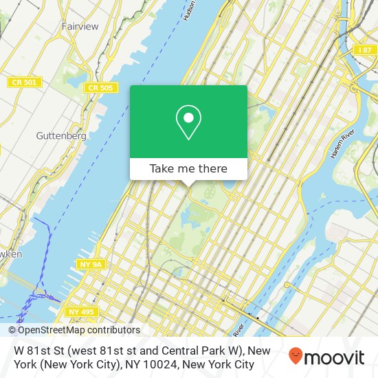 Mapa de W 81st St (west 81st st and Central Park W), New York (New York City), NY 10024