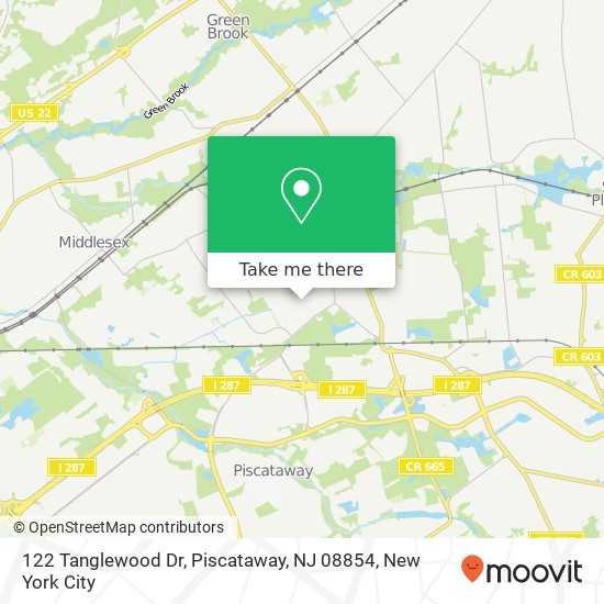 Mapa de 122 Tanglewood Dr, Piscataway, NJ 08854