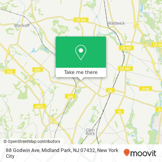 Mapa de 88 Godwin Ave, Midland Park, NJ 07432