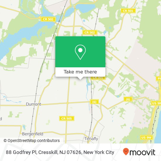 Mapa de 88 Godfrey Pl, Cresskill, NJ 07626