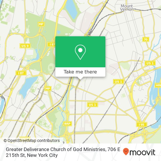 Mapa de Greater Deliverance Church of God Ministries, 706 E 215th St