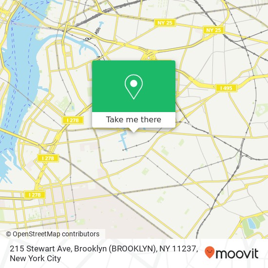 Mapa de 215 Stewart Ave, Brooklyn (BROOKLYN), NY 11237