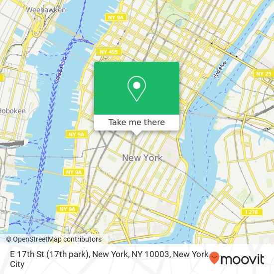 Mapa de E 17th St (17th park), New York, NY 10003
