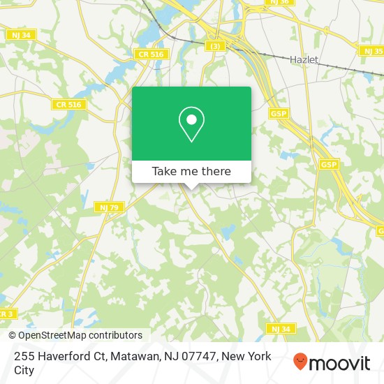 Mapa de 255 Haverford Ct, Matawan, NJ 07747