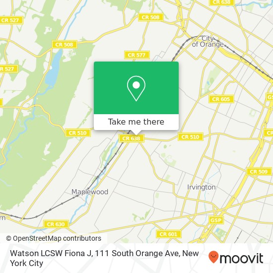 Mapa de Watson LCSW Fiona J, 111 South Orange Ave