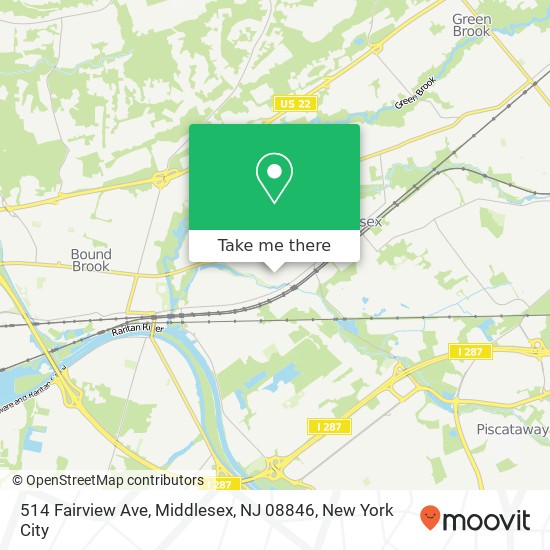 Mapa de 514 Fairview Ave, Middlesex, NJ 08846