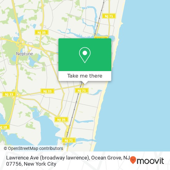 Mapa de Lawrence Ave (broadway lawrence), Ocean Grove, NJ 07756