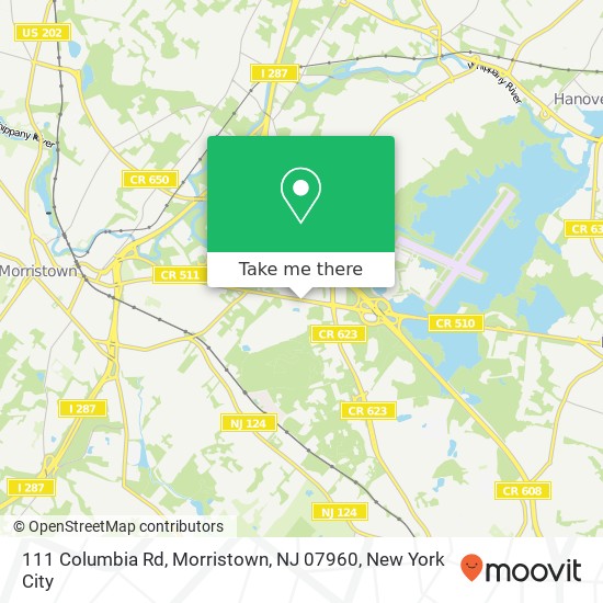 Mapa de 111 Columbia Rd, Morristown, NJ 07960