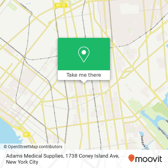 Mapa de Adams Medical Supplies, 1738 Coney Island Ave