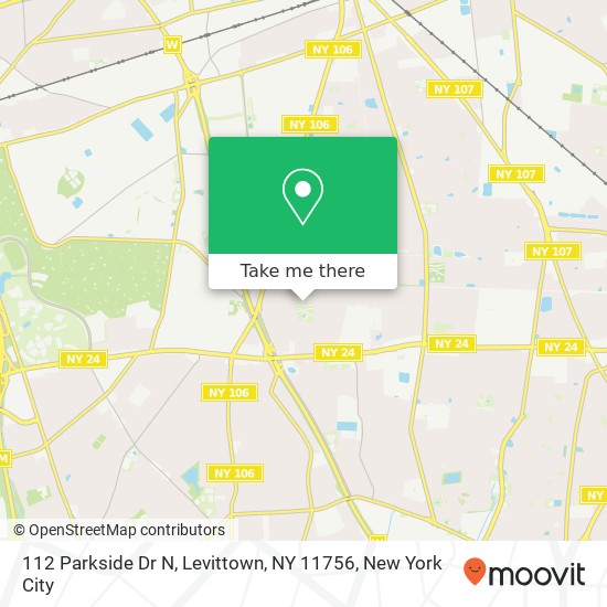 Mapa de 112 Parkside Dr N, Levittown, NY 11756