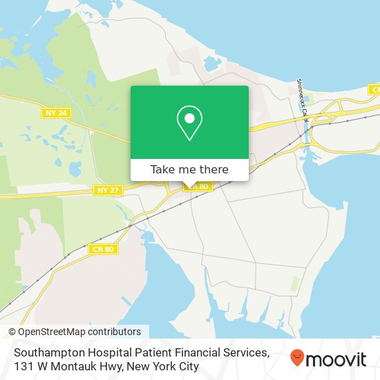 Southampton Hospital Patient Financial Services, 131 W Montauk Hwy map