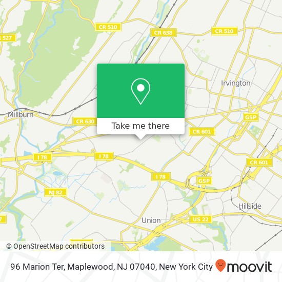Mapa de 96 Marion Ter, Maplewood, NJ 07040