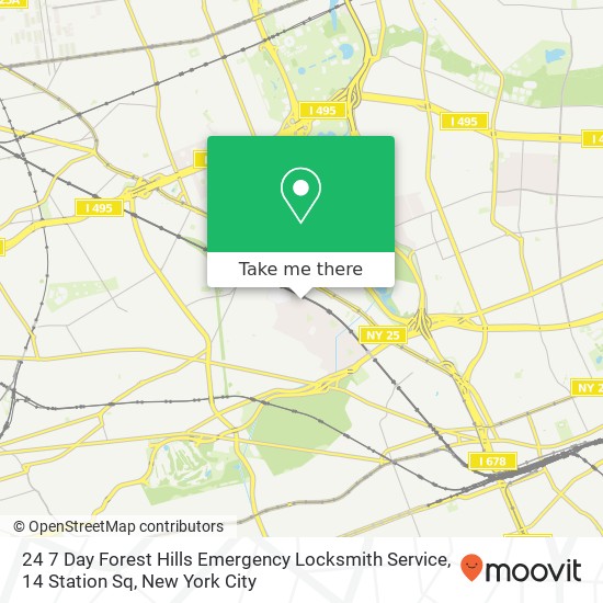 24 7 Day Forest Hills Emergency Locksmith Service, 14 Station Sq map