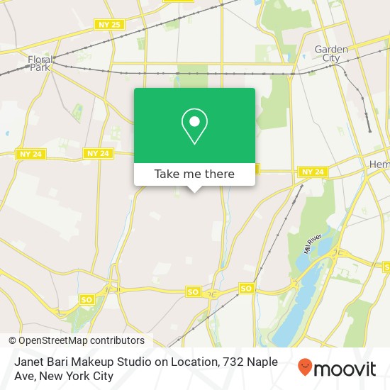 Mapa de Janet Bari Makeup Studio on Location, 732 Naple Ave