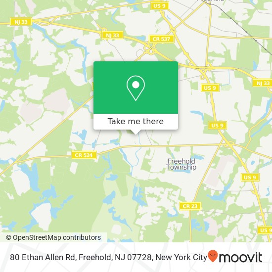 Mapa de 80 Ethan Allen Rd, Freehold, NJ 07728