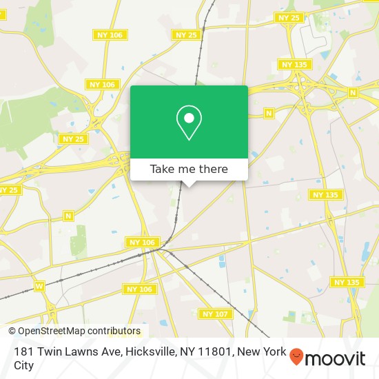 Mapa de 181 Twin Lawns Ave, Hicksville, NY 11801
