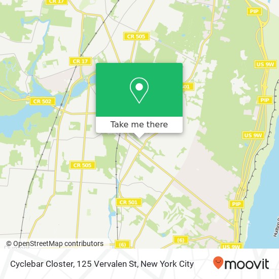 Cyclebar Closter, 125 Vervalen St map