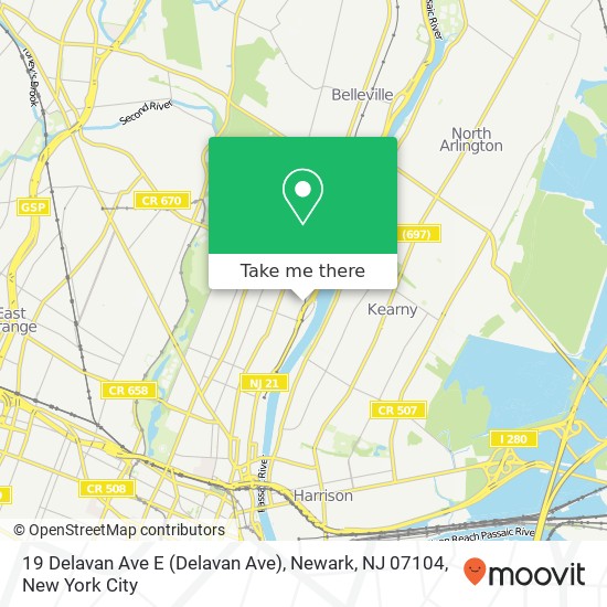 Mapa de 19 Delavan Ave E (Delavan Ave), Newark, NJ 07104