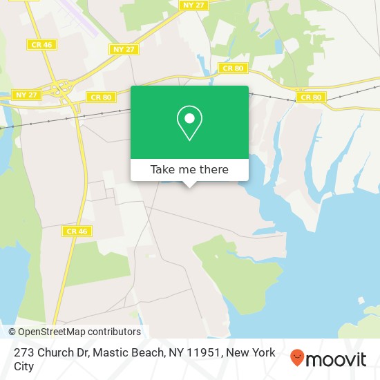 Mapa de 273 Church Dr, Mastic Beach, NY 11951
