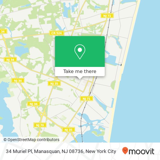Mapa de 34 Muriel Pl, Manasquan, NJ 08736