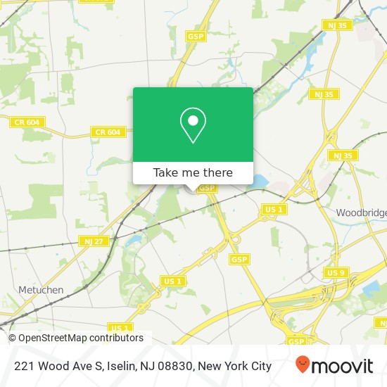 Mapa de 221 Wood Ave S, Iselin, NJ 08830