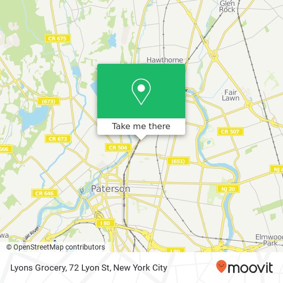 Mapa de Lyons Grocery, 72 Lyon St