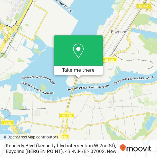 Mapa de Kennedy Blvd (kennedy blvd intersection W 2nd St), Bayonne (BERGEN POINT), <B>NJ< / B> 07002
