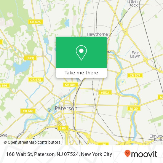 Mapa de 168 Wait St, Paterson, NJ 07524