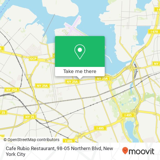 Mapa de Cafe Rubio Restaurant, 98-05 Northern Blvd