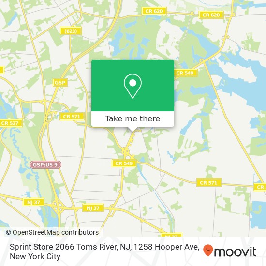 Mapa de Sprint Store 2066 Toms River, NJ, 1258 Hooper Ave