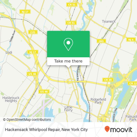 Hackensack Whirlpool Repair map