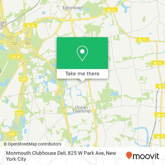 Mapa de Monmouth Clubhouse Deli, 825 W Park Ave
