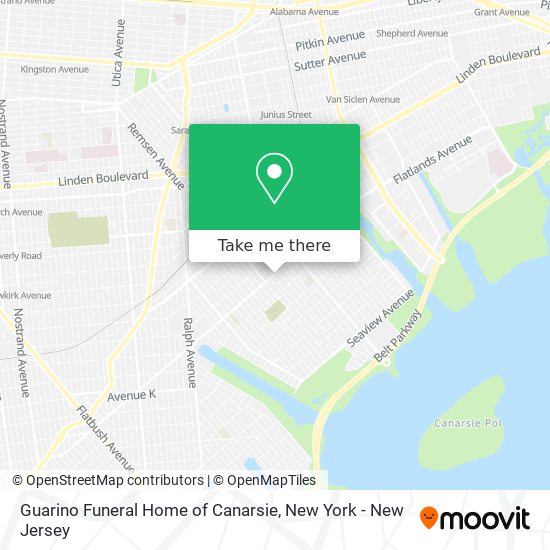 Guarino Funeral Home of Canarsie map