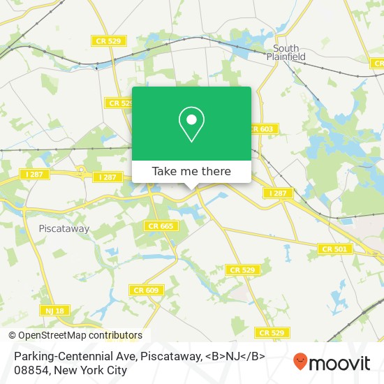 Parking-Centennial Ave, Piscataway, <B>NJ< / B> 08854 map