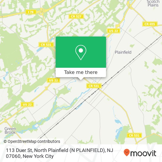 Mapa de 113 Duer St, North Plainfield (N PLAINFIELD), NJ 07060