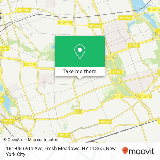 Mapa de 181-08 69th Ave, Fresh Meadows, NY 11365