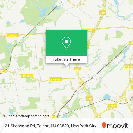 Mapa de 21 Sherwood Rd, Edison, NJ 08820