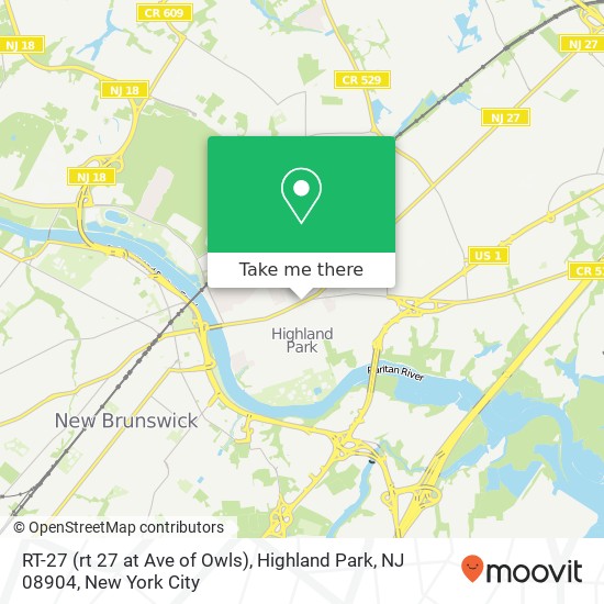 Mapa de RT-27 (rt 27 at Ave of Owls), Highland Park, NJ 08904