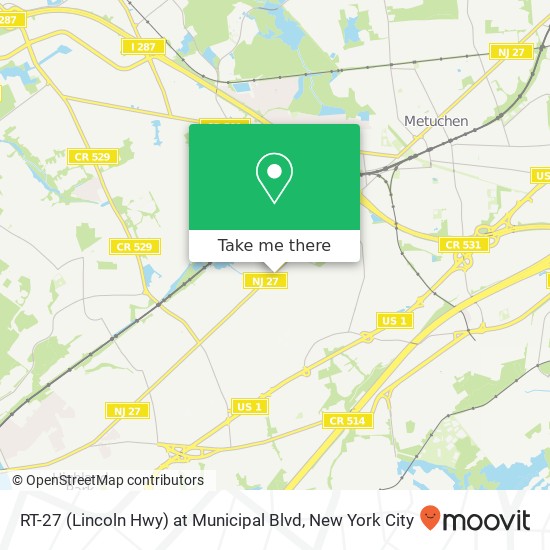 RT-27 (Lincoln Hwy) at Municipal Blvd map
